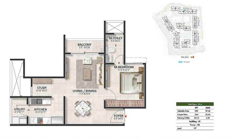 1 BHK Floor Plan